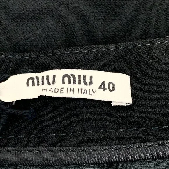DW0012 MiuMiu Black Sequin Pocket Casual A-Line Skirt 40 M Size